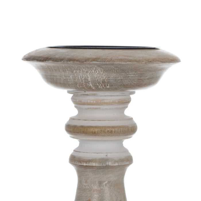 Candelabru Alb Natural Fier Lemn de mango 14 x 14 x 38 cm