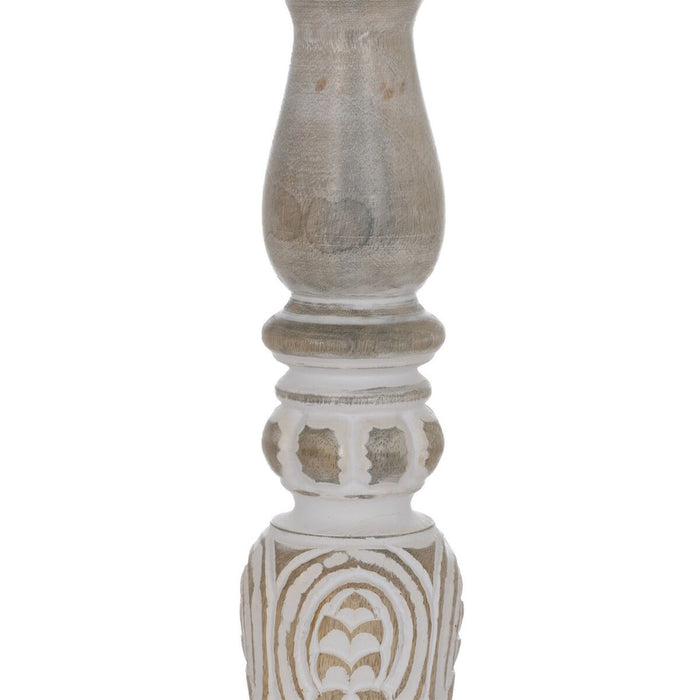 Candelabru Alb Natural Fier Lemn de mango 14 x 14 x 38 cm