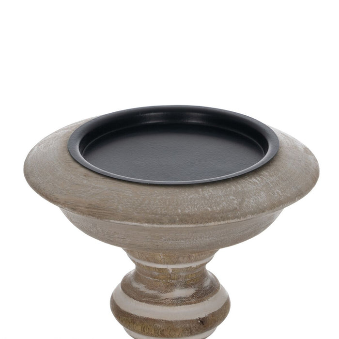 Candelabru Alb Natural Fier Lemn de mango 14 x 14 x 45,72 cm