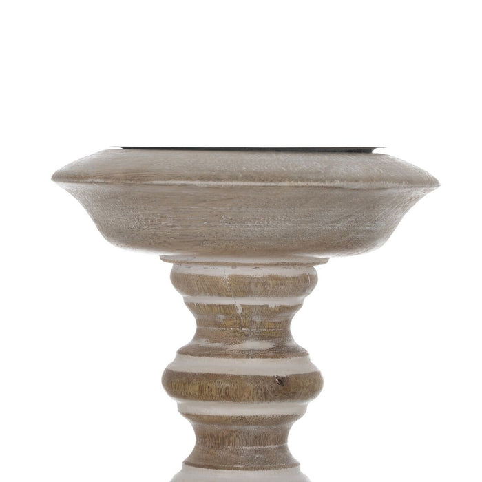 Candelabru Alb Natural Fier Lemn de mango 14 x 14 x 45,72 cm