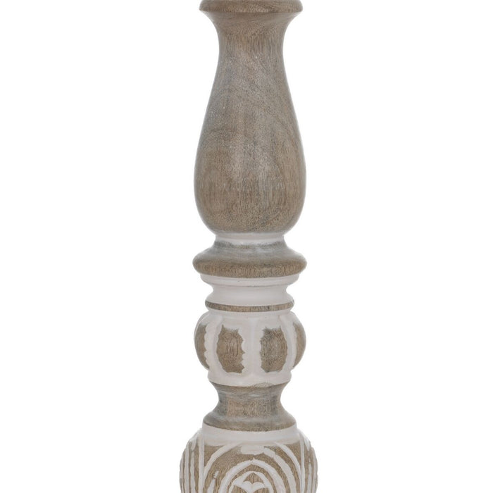 Candelabru Alb Natural Fier Lemn de mango 14 x 14 x 45,72 cm