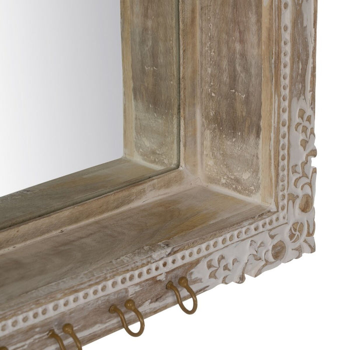 Oglindă de perete Alb Bej Geam Lemn de mango Lemn MDF Vertical 61 x 10,79 x 38 cm