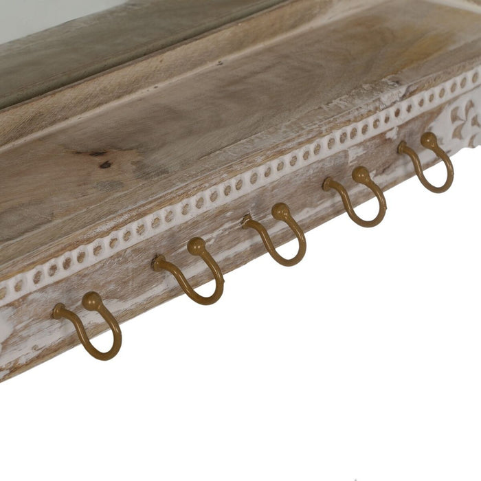 Oglindă de perete Alb Bej Geam Lemn de mango Lemn MDF Vertical 61 x 10,79 x 38 cm