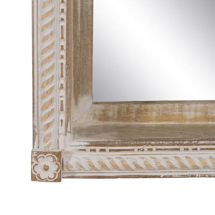 Oglindă de perete Alb Natural Geam Lemn de mango Lemn MDF Vertical 106,6 x 12,7 x 38 cm