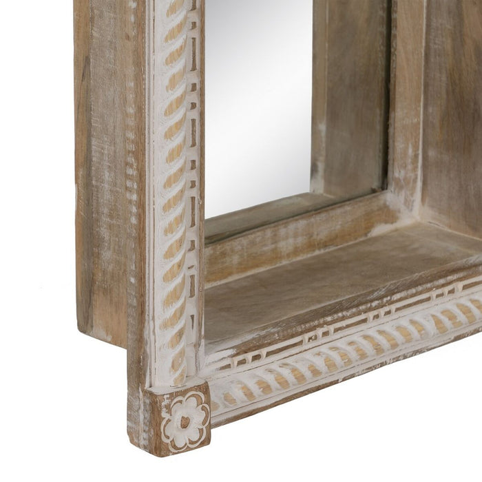 Oglindă de perete Alb Natural Geam Lemn de mango Lemn MDF Vertical 106,6 x 12,7 x 38 cm