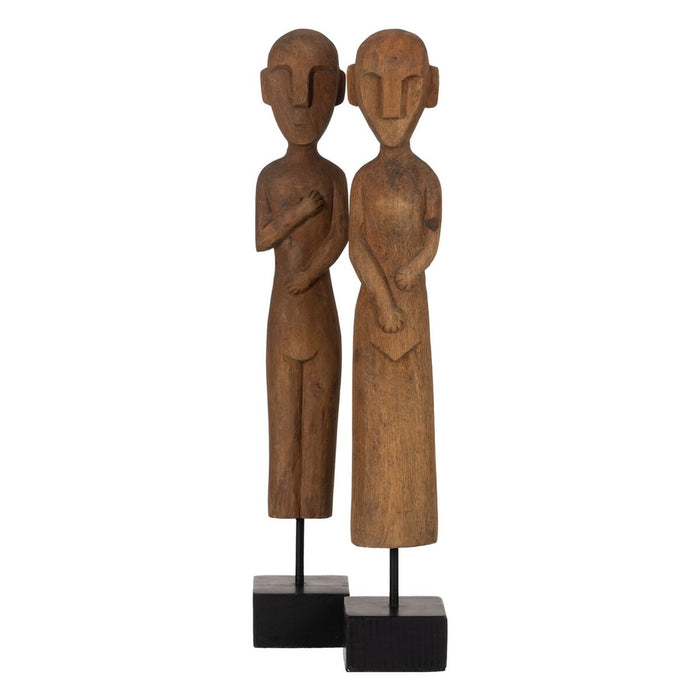 Figură Decorativă Natural African 14,5 x 9 x 38,5 cm (2 Unități)