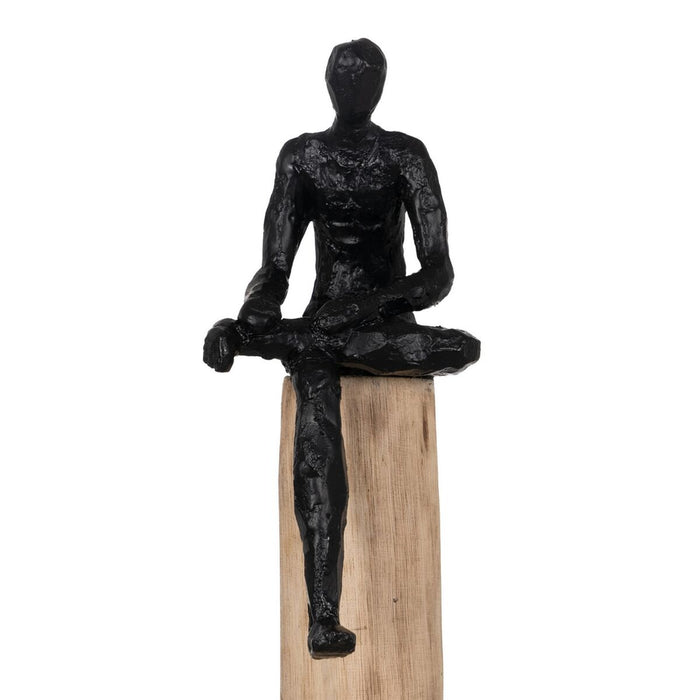 Figură Decorativă Negru Natural Bărbați 18 x 13 x 76 cm