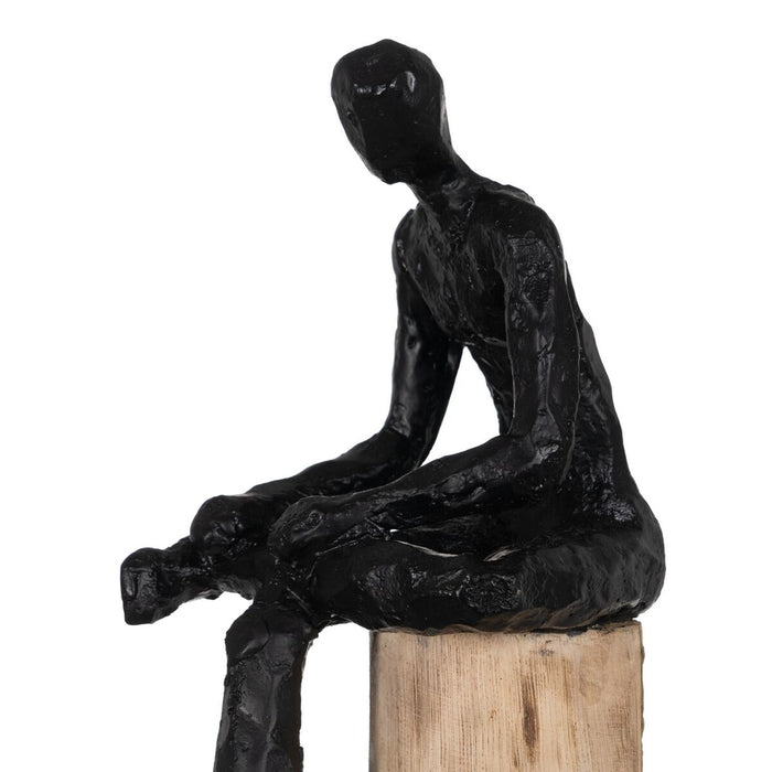 Figură Decorativă Negru Natural Bărbați 18 x 13 x 76 cm