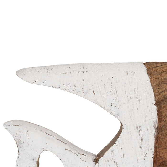 Sculptură Pește Alb Bej 45,5 x 9 x 32,5 cm