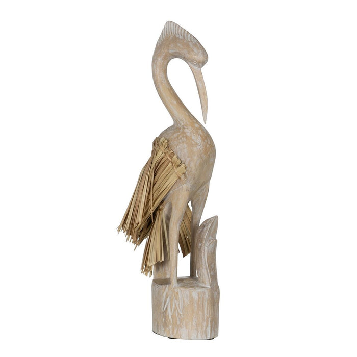 Figură Decorativă Alb Natural Stârc 20 x 10 x 62 cm