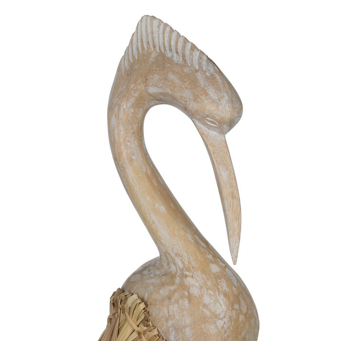 Figură Decorativă Alb Natural Stârc 20 x 10 x 62 cm