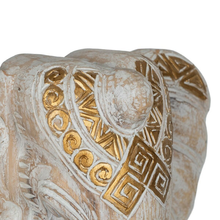 Figură Decorativă Alb Auriu* Natural Elefant 44 x 16 x 57 cm