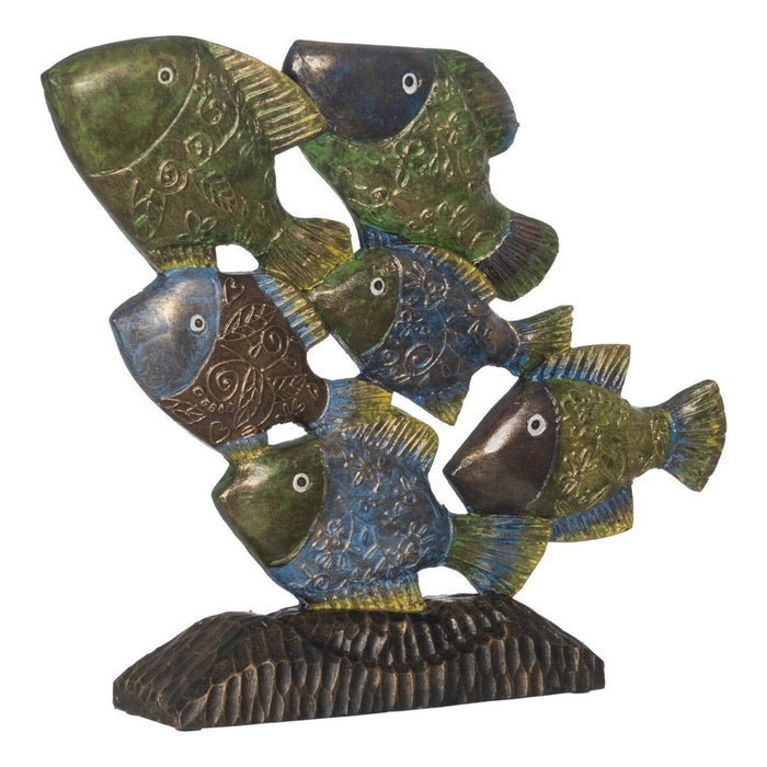 Figură Decorativă Albastru Maro Verde Pești 60 x 11,5 x 52 cm