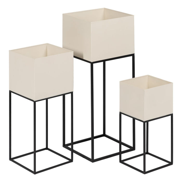 Set de jardiniere Crem Metal 26 x 26 x 70 cm (3 Unități)
