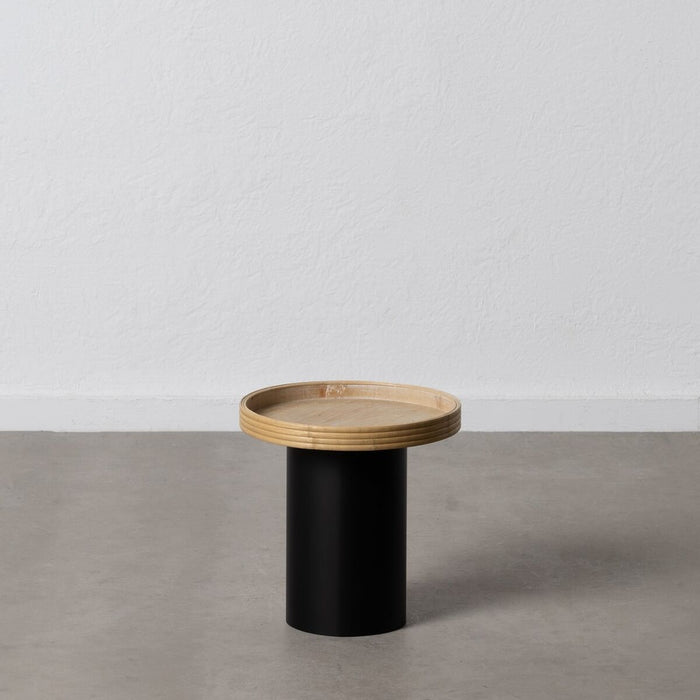 Masa laterală Negru Natural Lemn Metal 37 x 37 x 37 cm