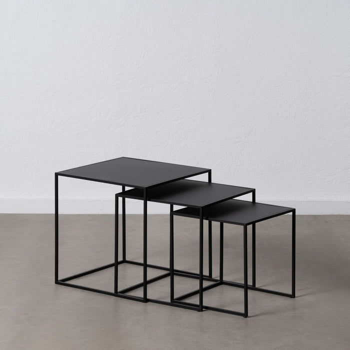 Set de 3 mese Negru Fier 47 x 45 x 45 cm (3 Unități)