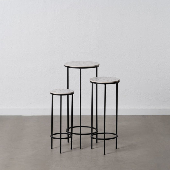Set de 3 mese Negru Gri Fier 30 x 30 x 71 cm (3 Unități)