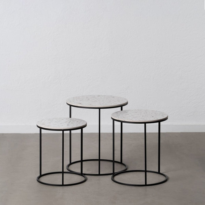 Set de 3 mese Negru Gri Fier 45 x 45 x 51 cm (3 Unități)