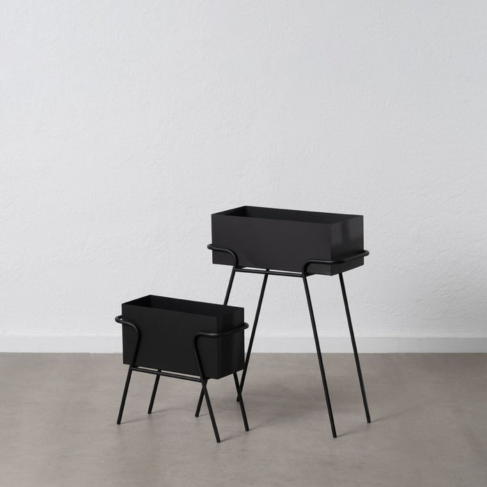 Set de jardiniere Negru Fier 58 x 25 x 76 cm (2 Unități)