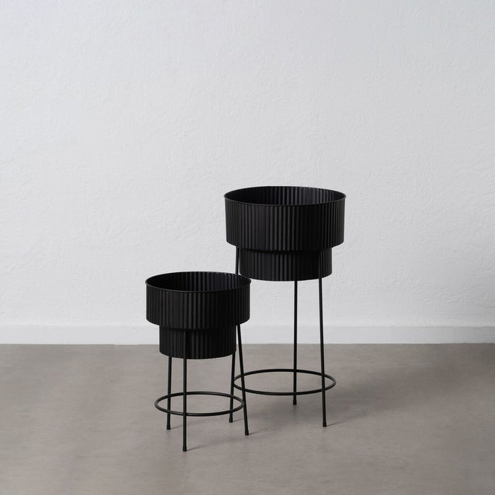 Set de jardiniere Negru Fier 39,5 x 39,5 x 74 cm (2 Unități)