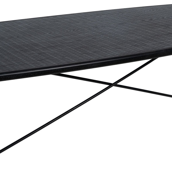 Masă de Sufragerie OSLO Negru Natural Lemn Fier Lemn MDF 179 x 90 x 75 cm