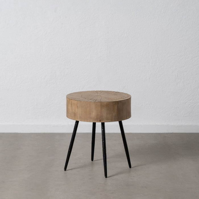 Măsuță Laterală Negru Natural Fier Lemn MDF 47 x 47 x 55 cm