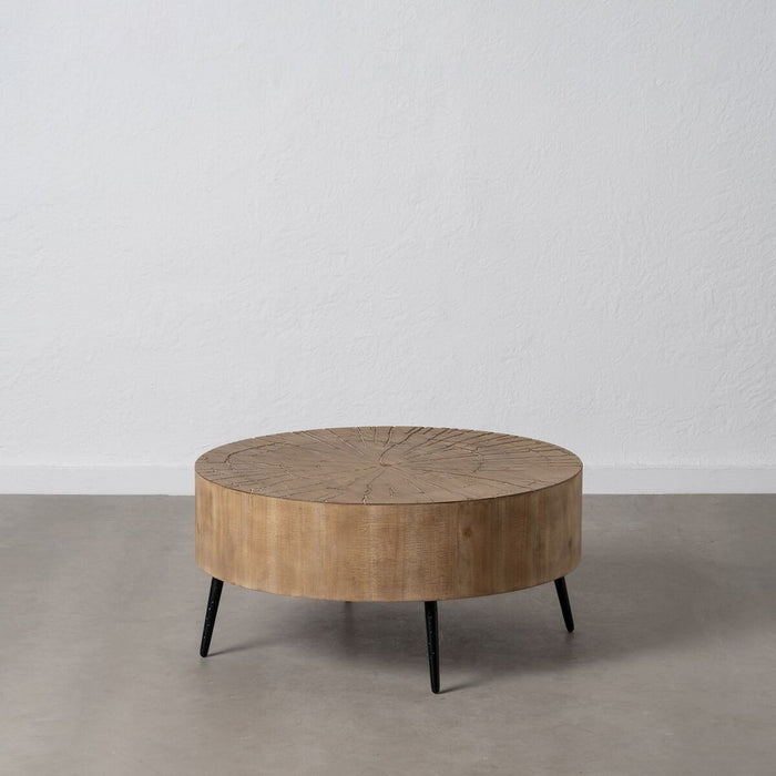 Masa de Cafea Negru Natural Fier Lemn MDF 80 x 80 x 38,5 cm