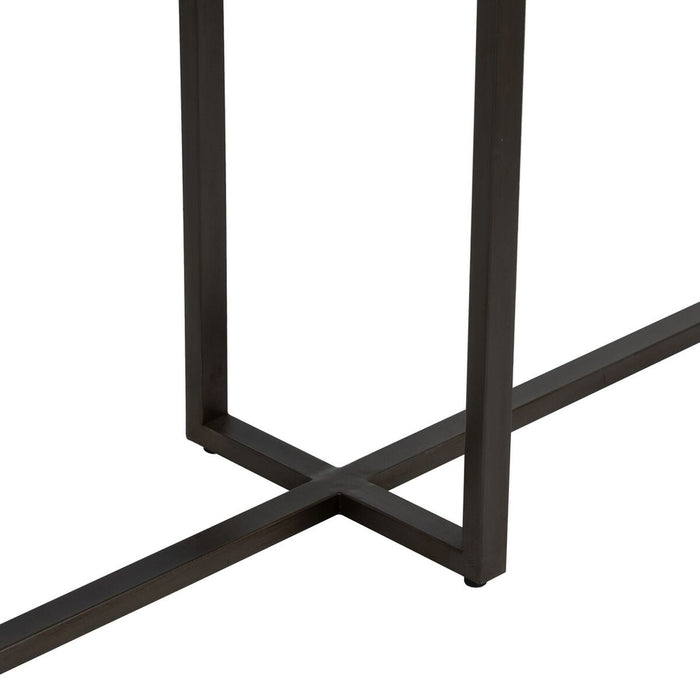 Consolă Negru Natural Fier Sticlă Temperată Lemn de brad 134 x 32 x 83 cm