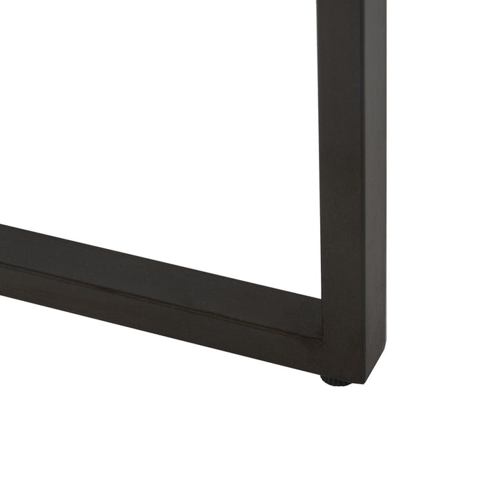 Consolă Negru Natural Fier Sticlă Temperată Lemn de brad 134 x 32 x 83 cm
