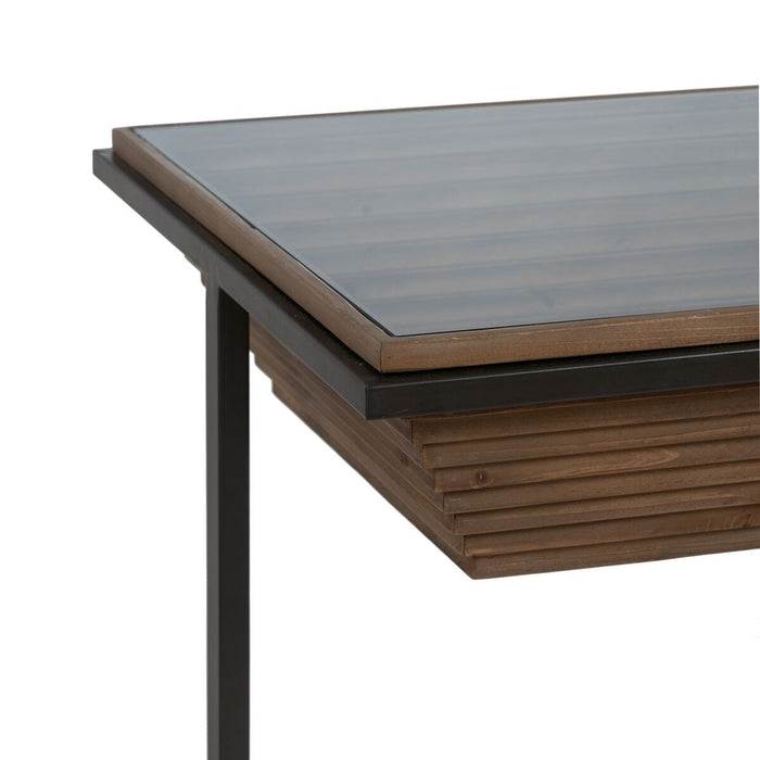 Masa de Cafea Negru Natural Fier Lemn de brad 120 x 60 x 43,5 cm