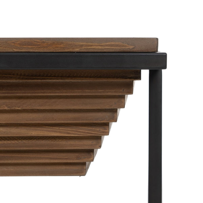 Masa de Cafea Negru Natural Fier Lemn de brad 120 x 60 x 43,5 cm