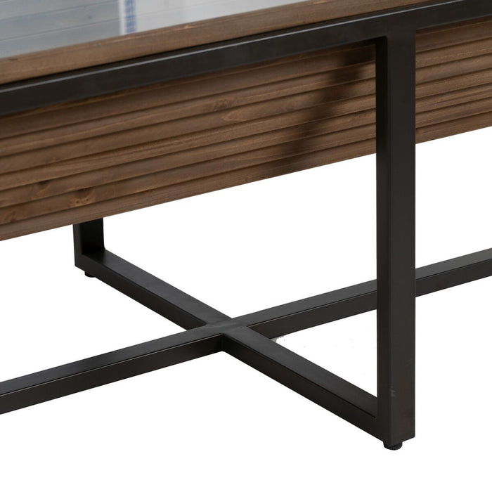 Masa de Cafea Negru Natural Fier Lemn de brad 120 x 60 x 43,5 cm