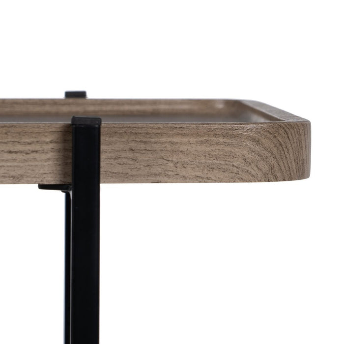 Consolă Negru Natural Fier Lemn MDF 120 x 30 x 70 cm