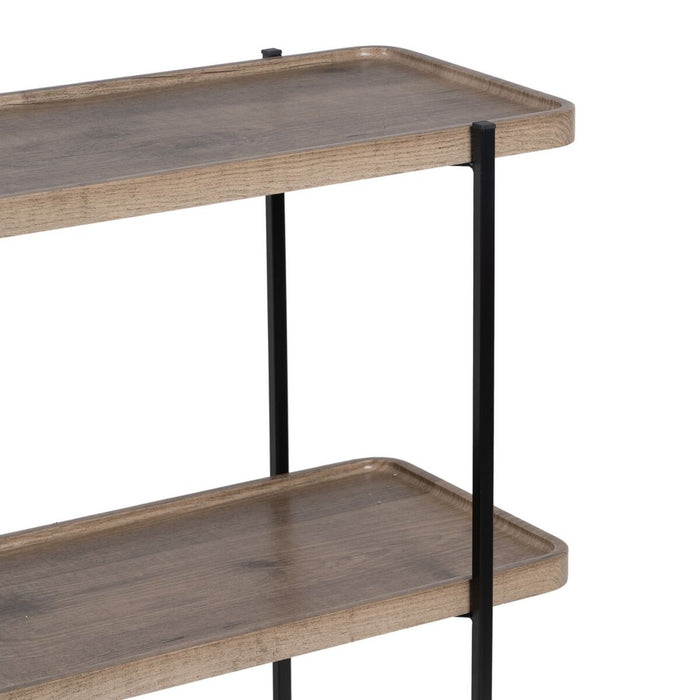 Consolă Negru Natural Fier Lemn MDF 120 x 30 x 70 cm