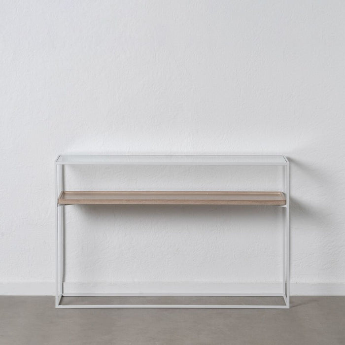 Consolă Alb Natural Geam Fier Lemn MDF 120 x 30 x 75 cm