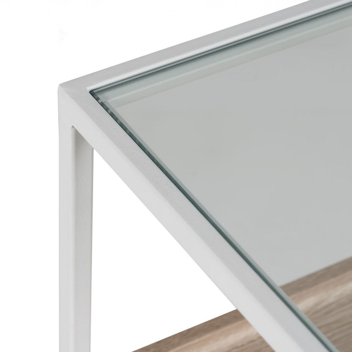 Consolă Alb Natural Geam Fier Lemn MDF 120 x 30 x 75 cm