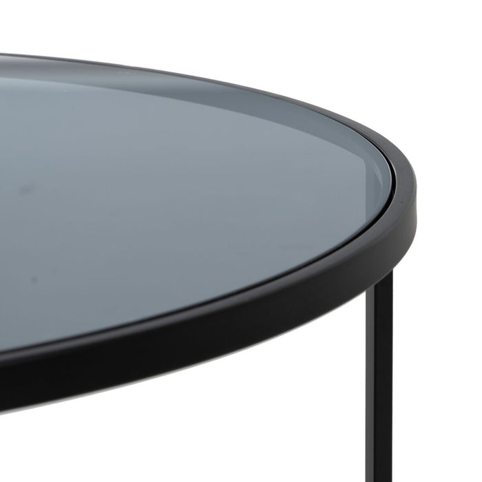 Masa de Cafea Negru Natural Geam Fier Lemn MDF 75 x 75 x 40 cm