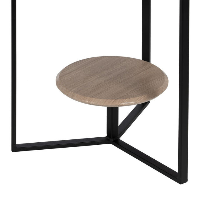 Masa laterală Negru Natural Geam Fier 45 x 45 x 50 cm