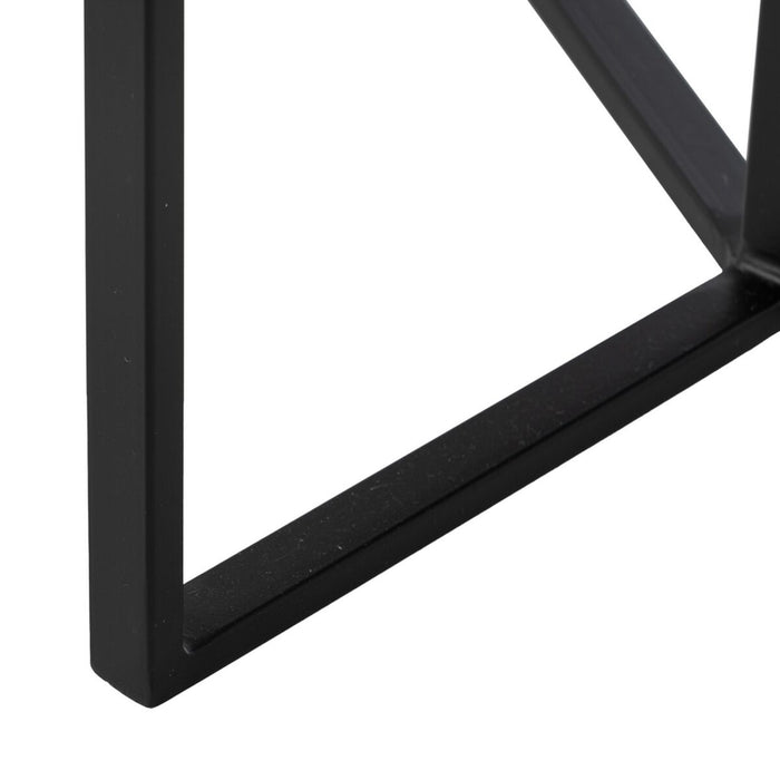 Masa laterală Negru Natural Geam Fier 45 x 45 x 50 cm
