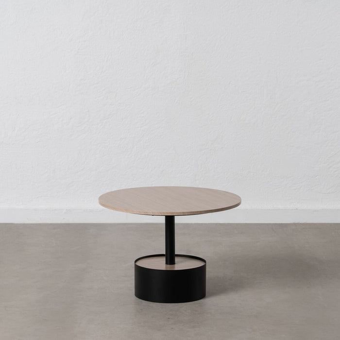 Masa de Cafea Negru Natural Fier Lemn MDF 65 x 65 x 37,5 cm