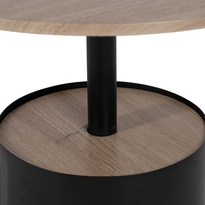 Masa de Cafea Negru Natural Fier Lemn MDF 65 x 65 x 37,5 cm