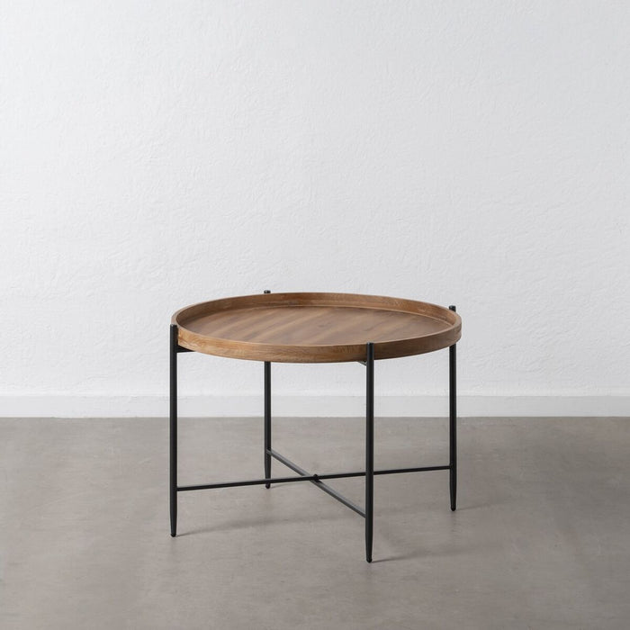 Masa de Cafea Negru Natural Fier Lemn de brad 80 x 80 x 55 cm