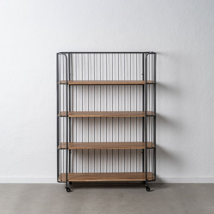 Raft Negru Bej Fier Lemn de brad 115 x 42 x 153 cm