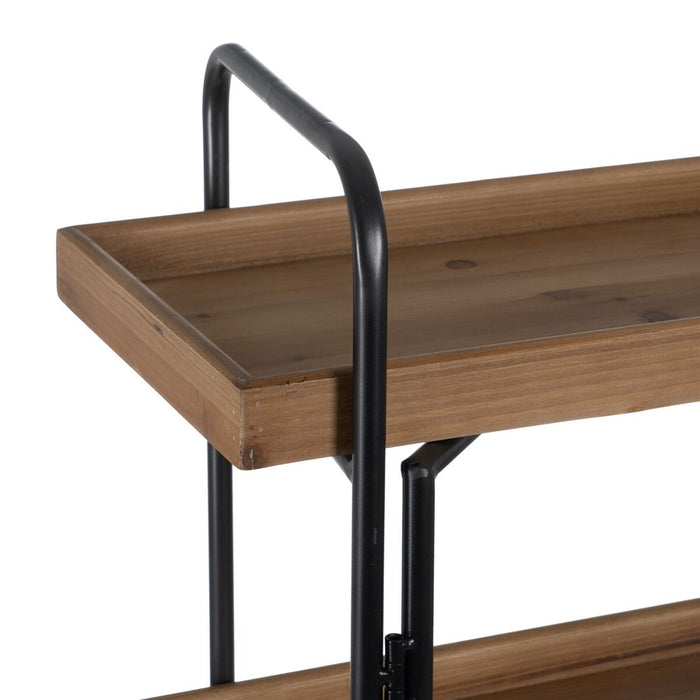 Raft Negru Bej Fier Lemn de brad 111 x 34 x 176 cm