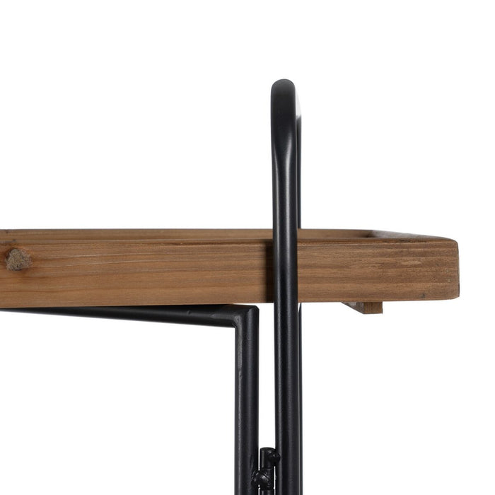 Raft Negru Bej Fier Lemn de brad 111 x 34 x 176 cm