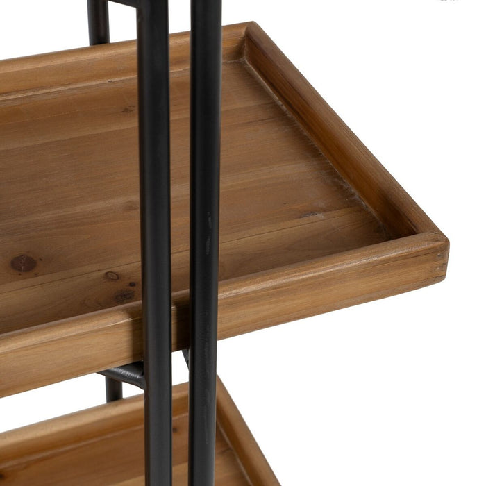Raft Negru Bej Fier Lemn de brad 111 x 34 x 176 cm