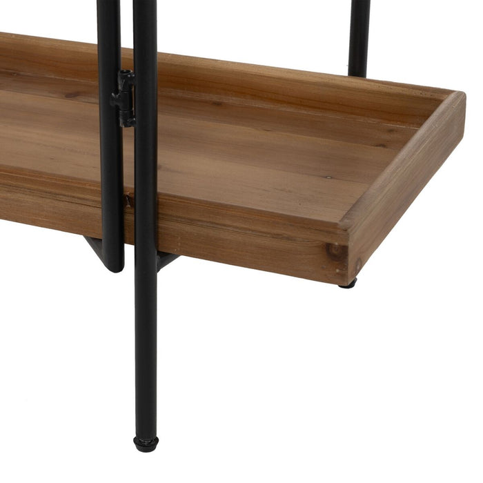 Raft Negru Bej Fier Lemn de brad 111 x 34 x 176 cm