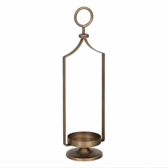 Lucerna Suport de Lumânări Auriu* Geam Fier 14 x 12 x 47 cm