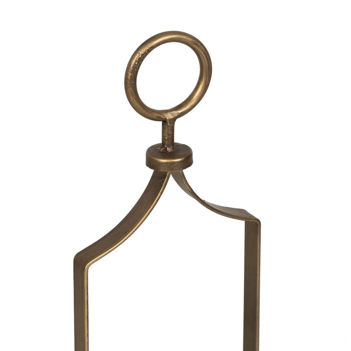Lucerna Suport de Lumânări Auriu* Geam Fier 14 x 12 x 47 cm