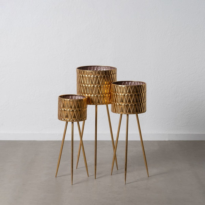Set de jardiniere Auriu* Fier 34 x 34 x 88,5 cm (3 Unități)